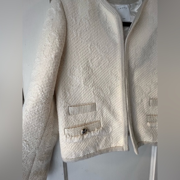 Sandro Sable Double S Tweed Wool Jacket 38 - Picture 10 of 16